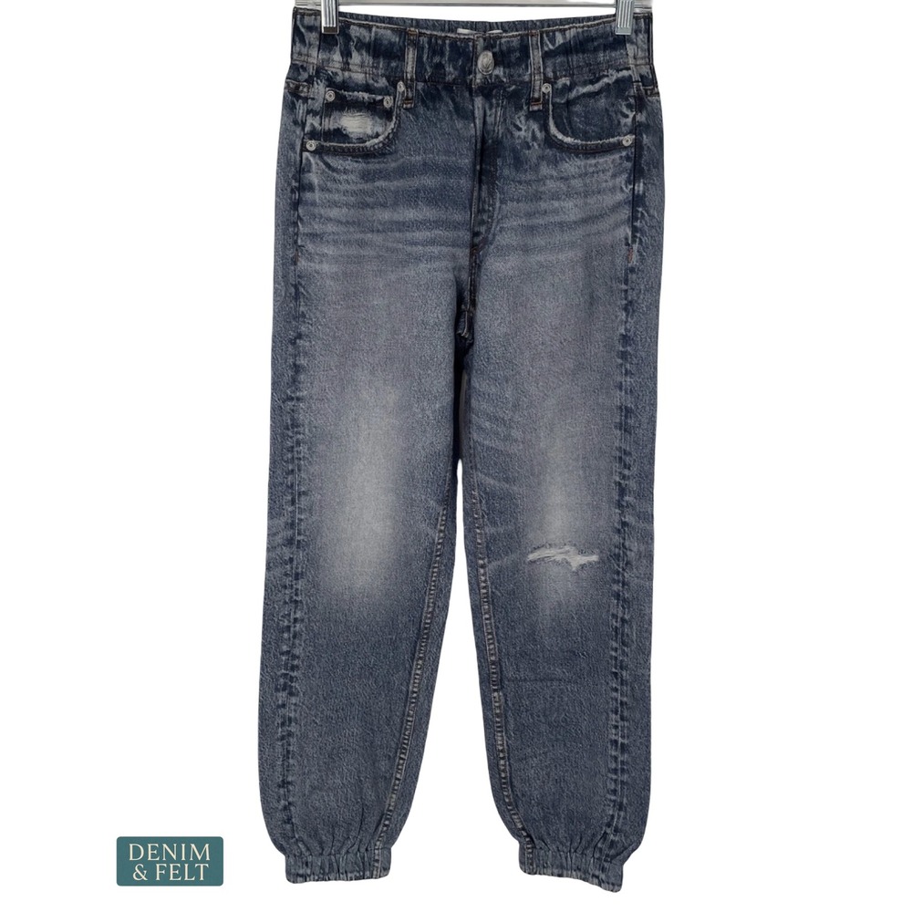NEW Rag & Bone Miramar Lynn Printed Denim Jogger Pant Cotton Terry Pull-On SMALL - Picture 9 of 16